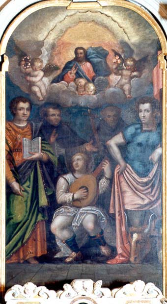 Altare di S. Defendente o  "dei Santi".  La pala  di Jacopo Bravo