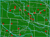 Distribuzione dei siti di epoca romana nel territorio noalese.